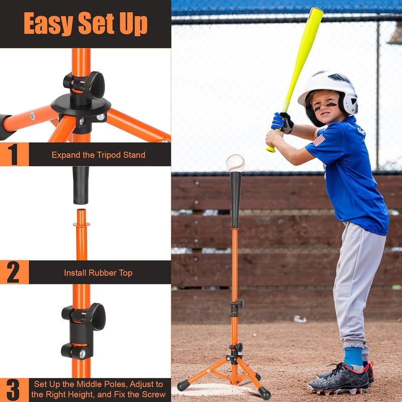 Storgem Baseball and Softball Tee,Batting Tee for Kids,Baseball Tees for Hitting,T Ball Training Stand,Easy Height Adjustment - Image 5